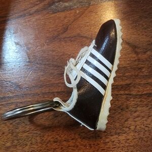 Vintage Adidas Style Running Shoe 1980's Keychain Brown with Real Shoelaces